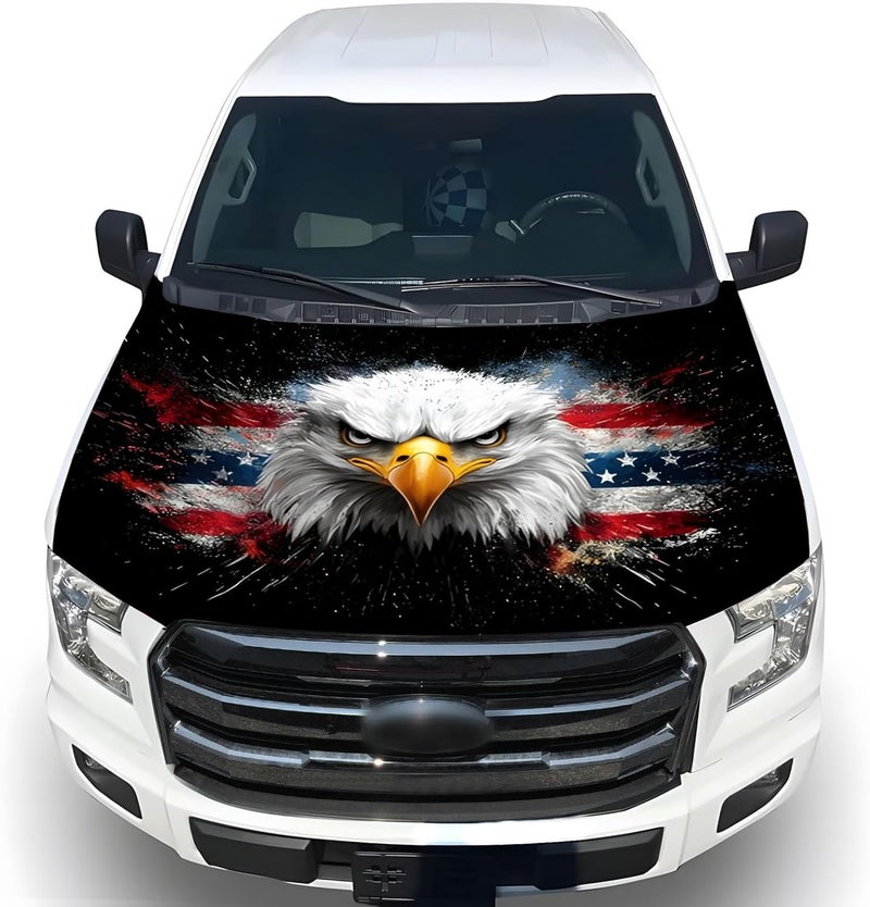 Tobethay American Car Hood Cover - 59x51 Car Hood Cover Eagle Flag Bonnet Banner with 2 Adjustable Triangular Fasteners, Universal Fit for Trucks, SUV, 250th Anniversary Flag - Image 1